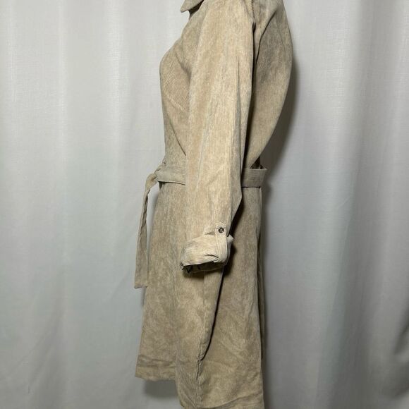 NWT Tommy Hilfiger Dress Women’s Sz 10 Sand Corduroy Button Collar Long Sleeve - Picture 6 of 13